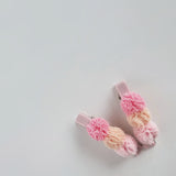 4.5cm Pompom Clip Duos-Pastel Peach/Chiffon/Lollipop