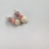 4.5cm Pompom Clip Duos-Possum/Muted Peach/Cream