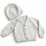 Cream Newborn Cardigan + Hat - Newborn
