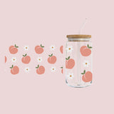 Glass Tumbler with Straw -Peachy