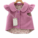Woolen Vest - Dusty Pink/Roses Flutter Shoulder