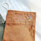 Gingham Christmas Stocking - Beige - Plain or Embroidered
