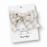 Kayla Bow Linen - Bone Gingham