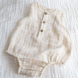 Organic Gingham checks Sleeveless Body Suit