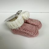 Hand Knitted Booties - Light Pink/Cream
