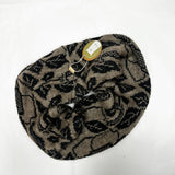 Possum/Merino/Silk Scarf/Snood - Beige/Black Leaves