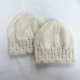 Pure Merino Wool Beanie Hat - White Lacey