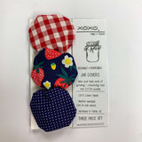 Jar Covers - Red Gingham/Strawberries/Blue Polka Dot