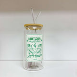 Glass Tumbler with Straw - Matcha