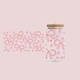 Glass Tumbler with Straw -Girly Bow
