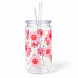 Plastic Tumbler with Straw -Happy Daisy