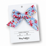 Poppy Bow Cotton - Blue/Pink Floral