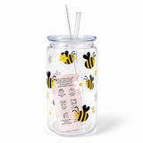 Plastic Tumbler with Straw - Bee + Daisies