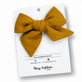 Kayla Bow Linen - Mustard