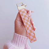 Keychain- Pink/Orange checkerboard