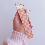 Keychain- Pink/Orange checkerboard