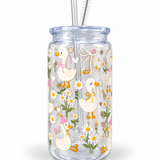 Plastic Tumbler with Straw - Birthday Geese