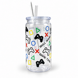 Plastic Tumbler with Straw - Game Time