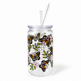 Plastic Tumbler with Straw - Butterflys