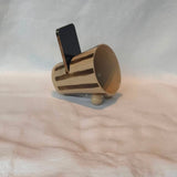 Handmade Pottery Phone Speaker - Natural/Brown Stripe