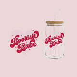 Glass Tumbler with Straw -Bookish Babe