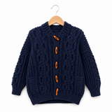 100% Wool Handknitted Cable Knit 3-4Y Navy