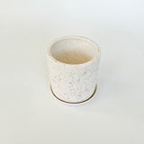 White/Tan Terrazzo Pot with Saucer