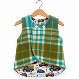 Woolen Vest with Hood - Transport/ Green Checkered