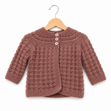100% Wool Pink/Mauve Jacket with Hood  A74 - 3-6 M
