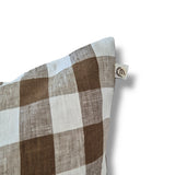 Gingham Cushion Khaki - 100% Linen - Frea Heritage