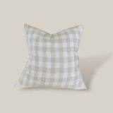 Gingham Cushion Beige - 100% Linen - Frea Heritage