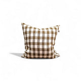 Gingham Cushion Khaki - 100% Linen - Frea Heritage