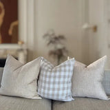 Gingham Cushion Beige - 100% Linen - Frea Heritage