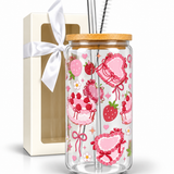 Glass Tumbler with Straw - Sweet Cake