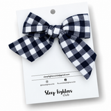 Poppy Bow Cotton - Navy Gingham