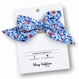 Poppy Bow Cotton - Blue Floral