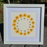 Buttercup + Daisy Wreath Framed Artwork 22cm x 22cm