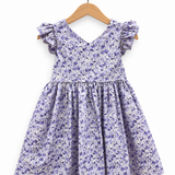 Purple Ditsy  Floral Dress with Bow Back Detail