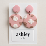 Pink Splotchy Long Drop Earrings