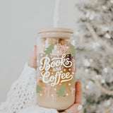 Glass Tumbler with Straw - Books & Coffee