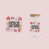 Glass Tumbler with Straw - Focus on the Good