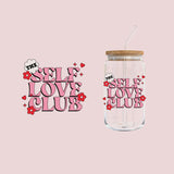 Glass Tumbler with Straw -Self Love Club