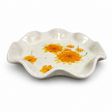 Handmade Pottery Frill Bowl - Flowers