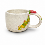 Handmade Pottery Strawberry/Flowers Mug