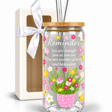 Glass Tumbler with Straw - Reminder