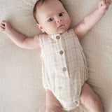 Organic Gingham checks Sleeveless Body Suit