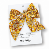 Kayla Bow Cotton - Mustard Retro Floral