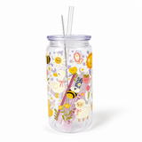 Plastic Tumbler with Straw -Garden Geese