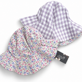 Everlie Sunhat - Pink Flowers/Lilac Gingham