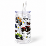 Plastic Tumbler with Straw - Monster Truck